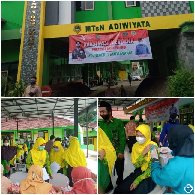 MTSN I dan Polresta Banyuwangi Gelar Vaksinasi Merdeka Untuk Siswa